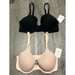 NWT 32D Auden Lightly Lined Demi Coverage Underwire Nursing Bras Pink Black